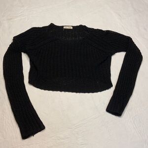 Cropped Black Knit Sweater